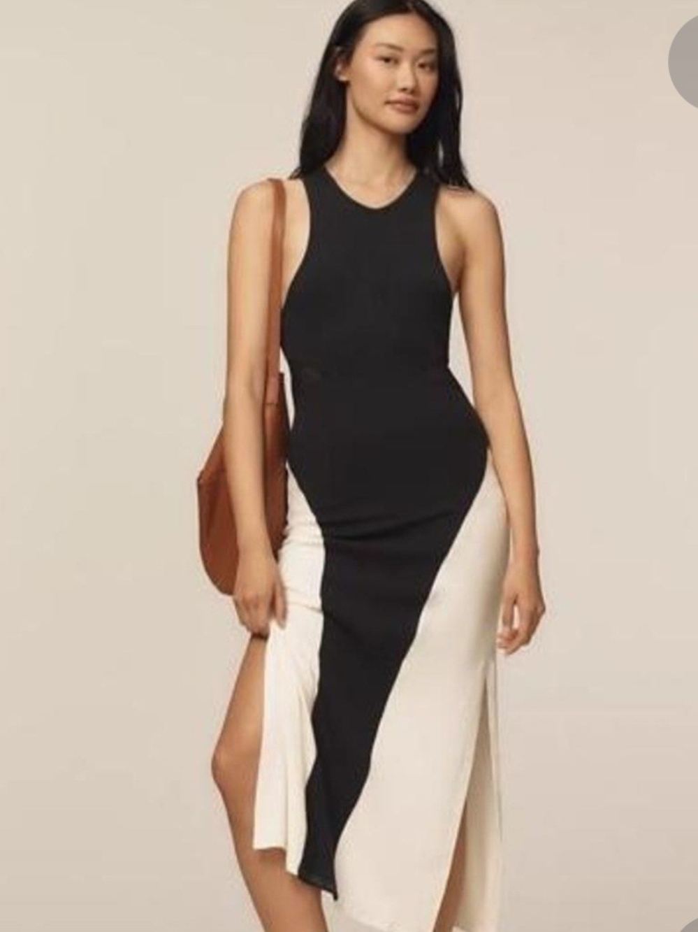 Daily Practice Black and White Colorblock Midi Dress